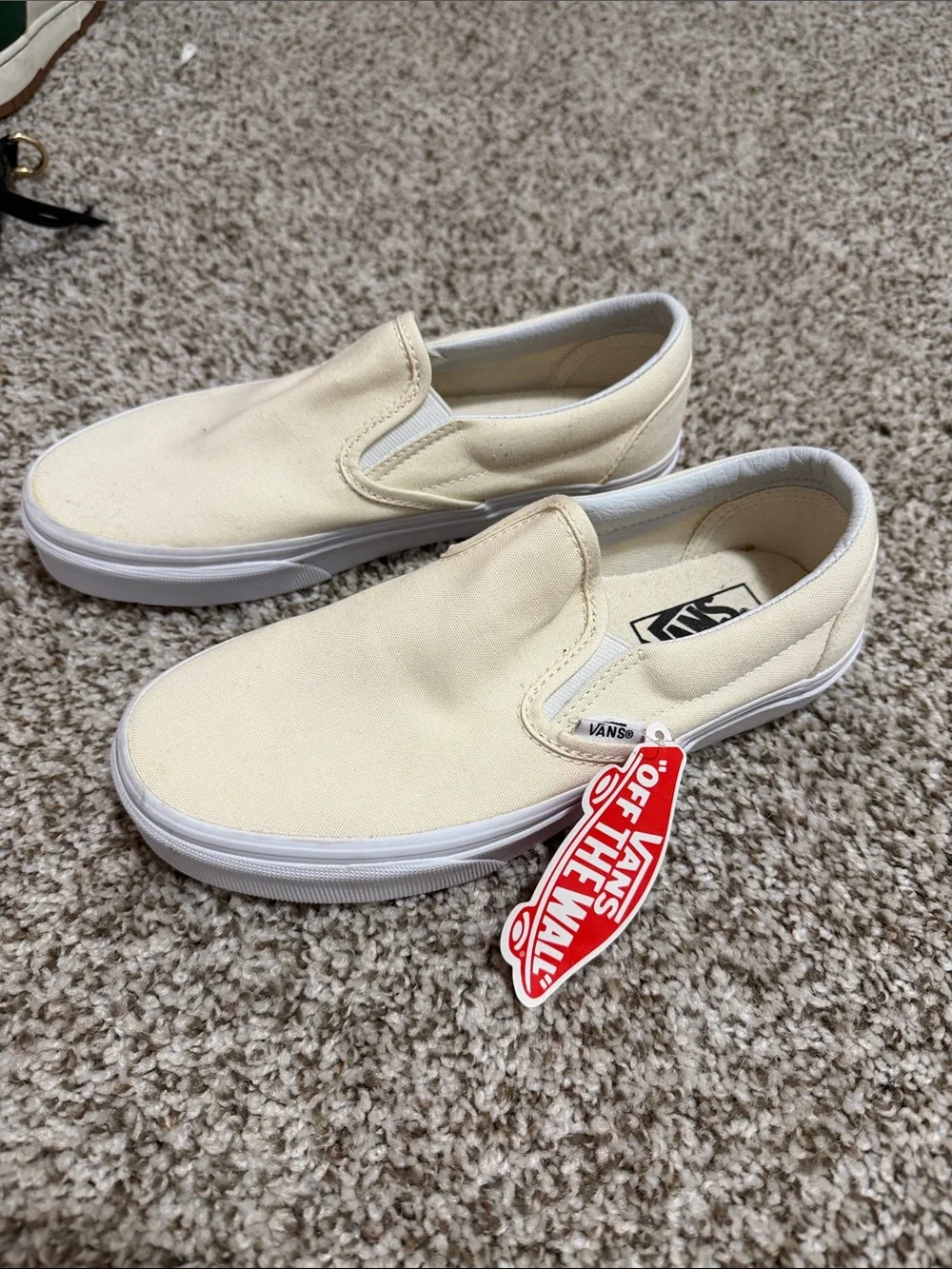 Vans Kids Slip-On Canvas Sneakers - Cream/White